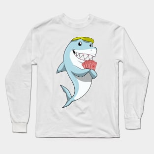 Shark at Poker with Poker cards Long Sleeve T-Shirt